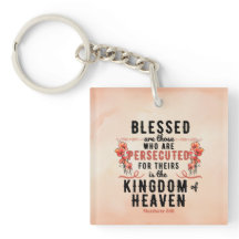 Mateo 5:10 Poppies Watercolor Acrílico Keychain