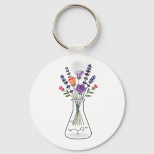 Llavero Matraz de Química Botánica con Lavanda y Rosa A