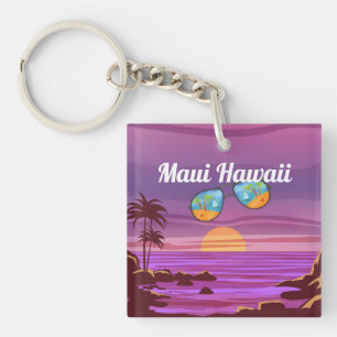Llavero Maui Hawaii Vintage Beach verano océano violeta