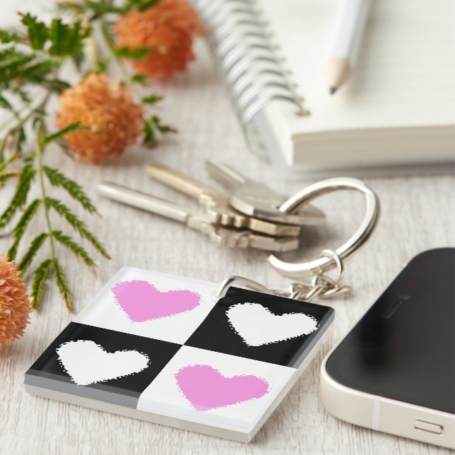 Llavero Mazipoodles Hearts Abstracción Rosa (Frente Derecha)