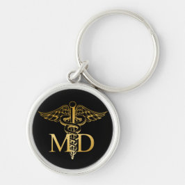 Llavero MD falso oro caduceus Black and Gold Keychain