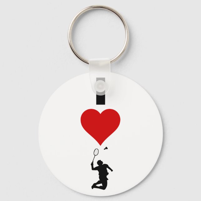 Llavero Me encanta Badminton (Vertical) (Anverso)