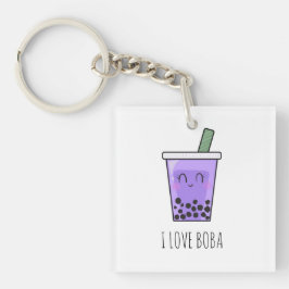 Llavero Me encanta Boba Kawaii Bubble Tea Taro Ube Purple