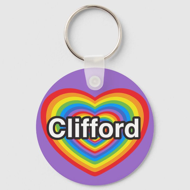 Llavero Me encanta Clifford. Te amo Clifford. Corazón (Anverso)