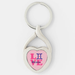 Llavero ♊ 😍 Me Encanta El Corazón Girado De Gemini-Best Z