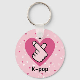 Llavero Me encanta el K-pop Pinger rosa corazón negroRosa