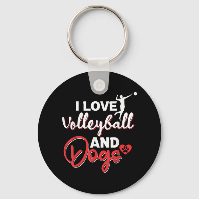 Llavero Me encanta el voleibol y los perros (Anverso)