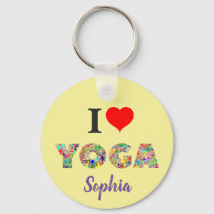Llavero Me encanta el yoga   I Nombre para añadir color yo