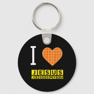 Llavero Me Encanta Jesús Waffle Heart Funny Desayuno Crist