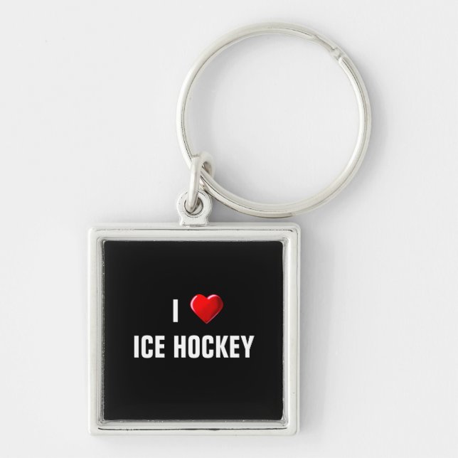 Llavero Me encanta la cadena de hockey sobre hielo (Frente)