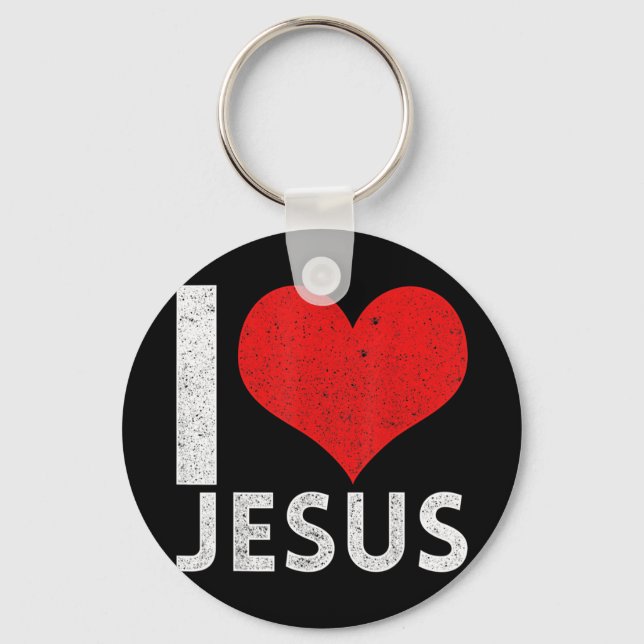 Llavero Me encanta la camiseta de Jesús. ¿Eres un devoto p (Anverso)