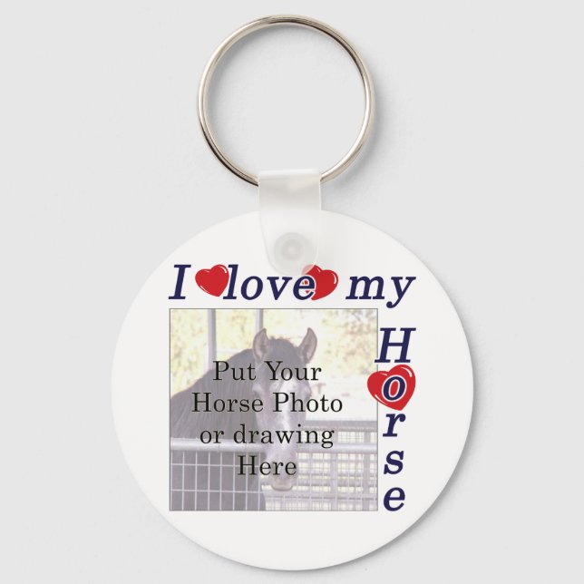 Llavero Me encanta mi caballo: agrega tu foto o texto (Anverso)