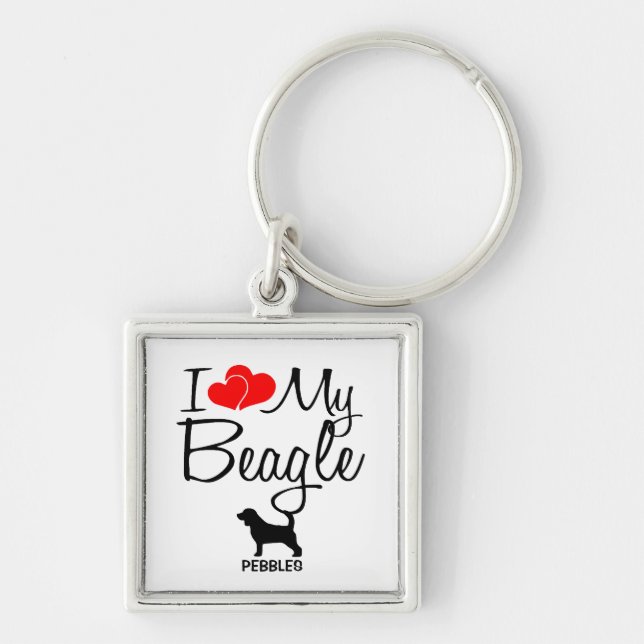 Llavero Me encanta mi cadena de Personalizados Beagle (Frente)