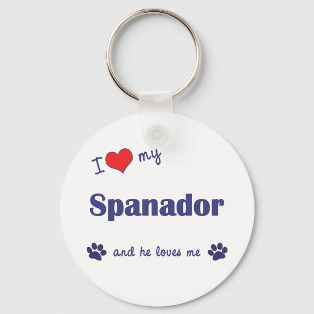 Llavero Me encanta mi español (perro macho) (Anverso)