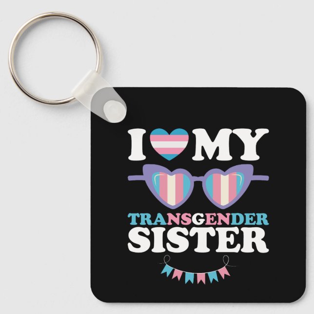 Llavero Me encanta mi familia hermana transgénero Trans LG (Anverso)