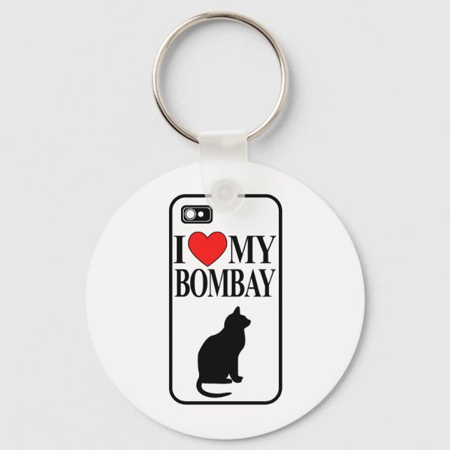 Llavero Me encanta mi gato de Bombay (Anverso)
