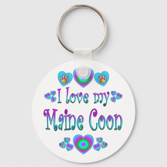 Llavero Me encanta mi gato de Maine Coon (Anverso)