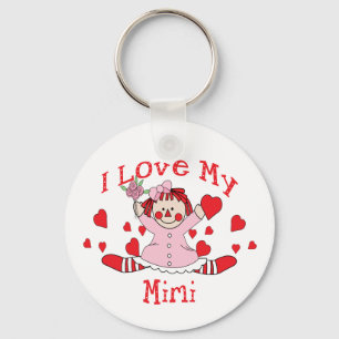 Llavero Me encanta mi muñeca Mimi Rag y mis corazones