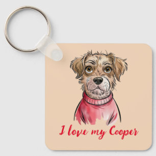 Llavero Me encanta mi nombre personalizado Dog Watercolor 