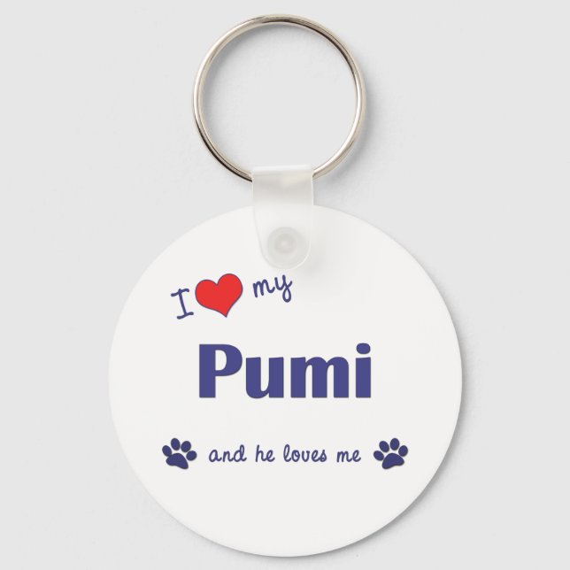 Llavero Me encanta mi Pumi (perro macho) (Anverso)