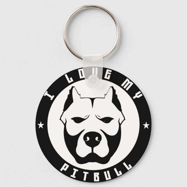 Llavero ME ENCANTA MI Raza de perro mascota PITBULL PIT (Anverso)