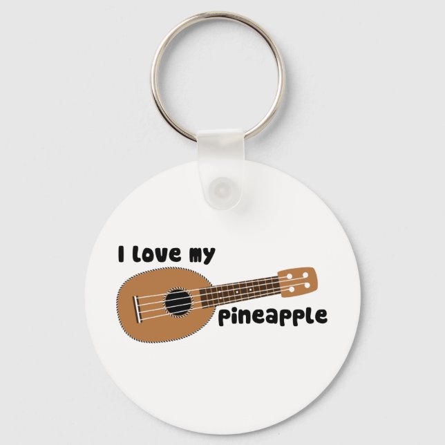 Llavero Me encanta mi Ukulele de piña (Anverso)