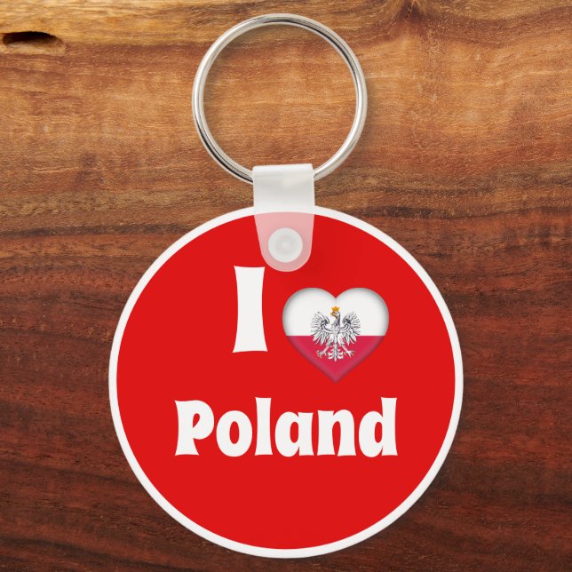 Llavero Me encanta Polonia, el corazón de la bandera polac (Anverso)