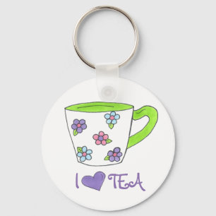Llavero Me encanta Tea Ceramic Cup Teacup Heartchain