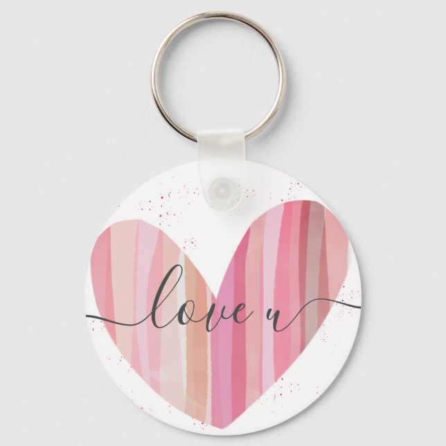 Llavero Me encanta U Cute Pink Textured Heart (Anverso)