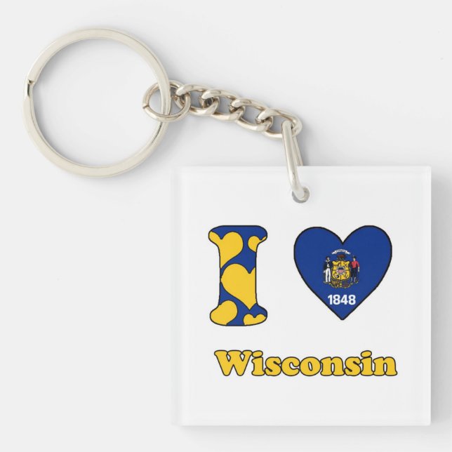 Llavero Me encanta Wisconsin (Frente)