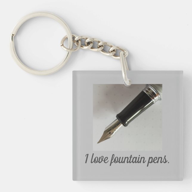 Llavero Me encantan las plumas de las fuentes (Frente)
