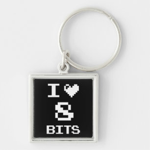 Llavero Me encantan los 8 bits, el diseño de geek gamer