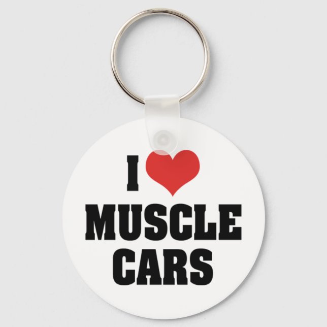 Llavero Me encantan los autos de los músculos del corazón  (Anverso)