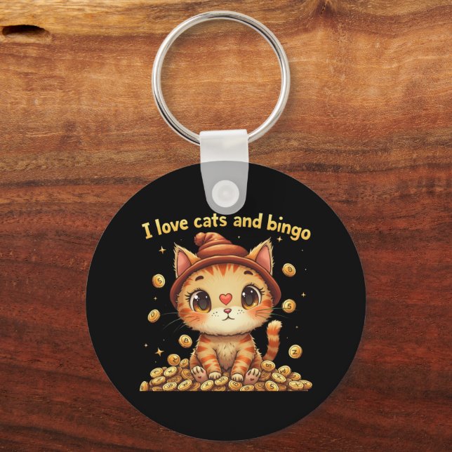 Llavero Me encantan los gatos y el bingo perfecto bingo (Anverso)