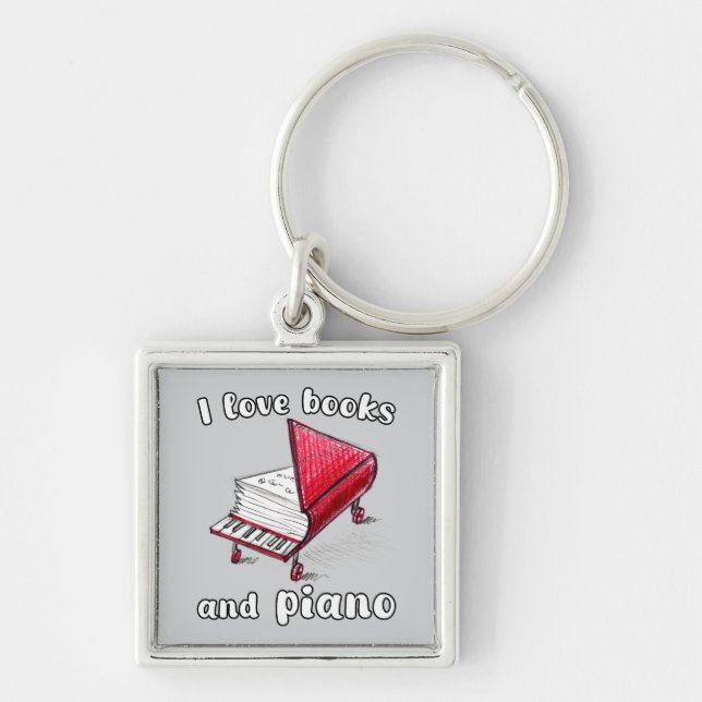 Llavero Me Encantan Los Libros Y El Piano, El Arte Auténti (Frente)