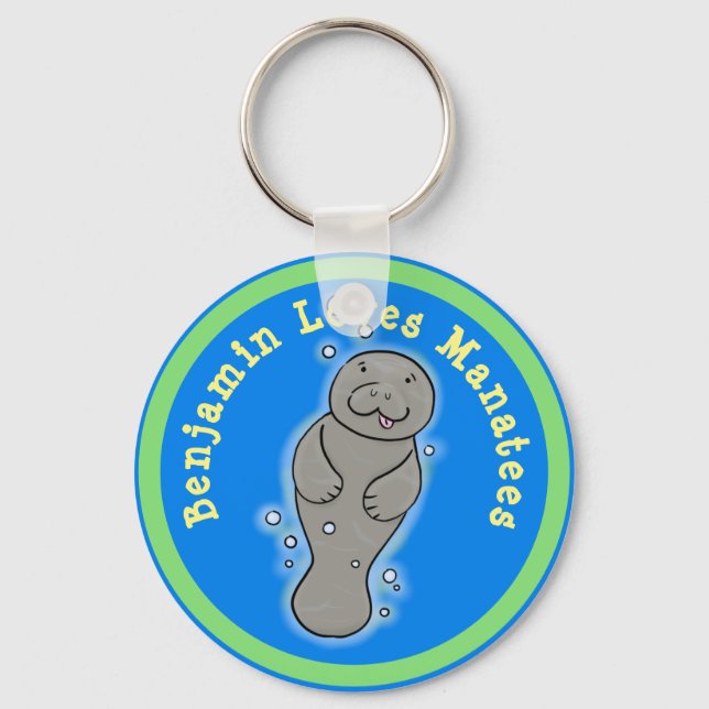 Llavero Me encantan los manatíes personalizado lindo ilust (Anverso)