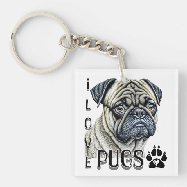 Llavero Me encantan los Pugs | Propietarios de perros call (Frente)