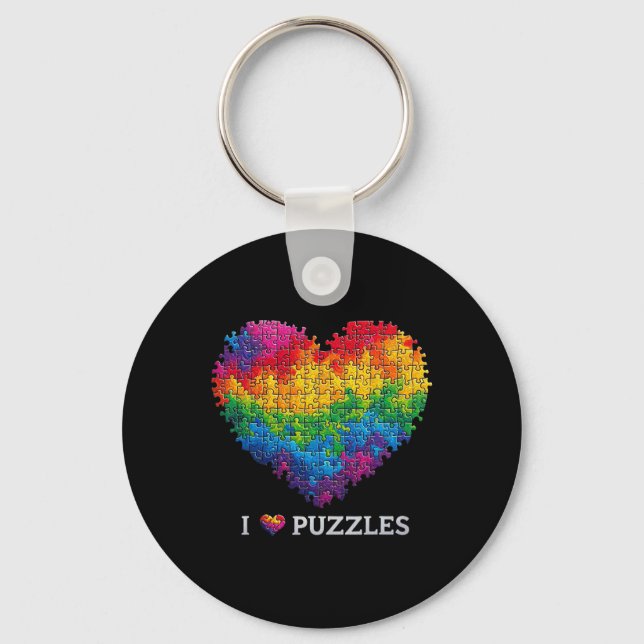 Llavero Me Encantan Rompecabezas Rompecabezas Corazón Arco (Anverso)