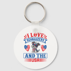 Llavero Me encantan Schnauzers y los Estados Unidos
