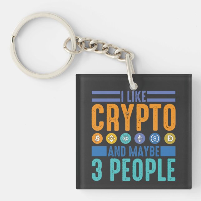 Llavero Me Gusta Crypto y Quizás 3 Personas, Crypto Lover (Frente)