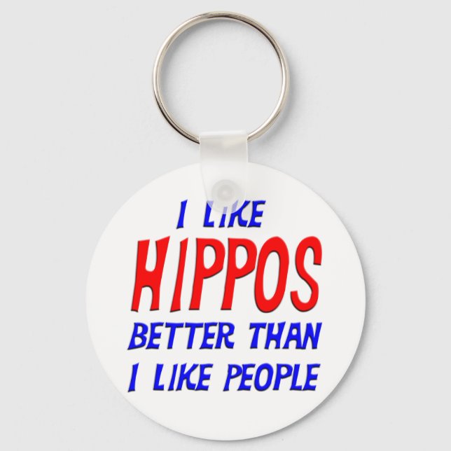 Llavero Me Gusta Mejor Hippos Que Gente Keychain (Anverso)