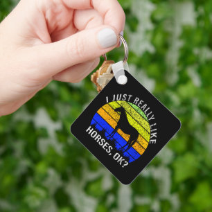 Llavero Me gustan mucho los caballos en azul y amarillo