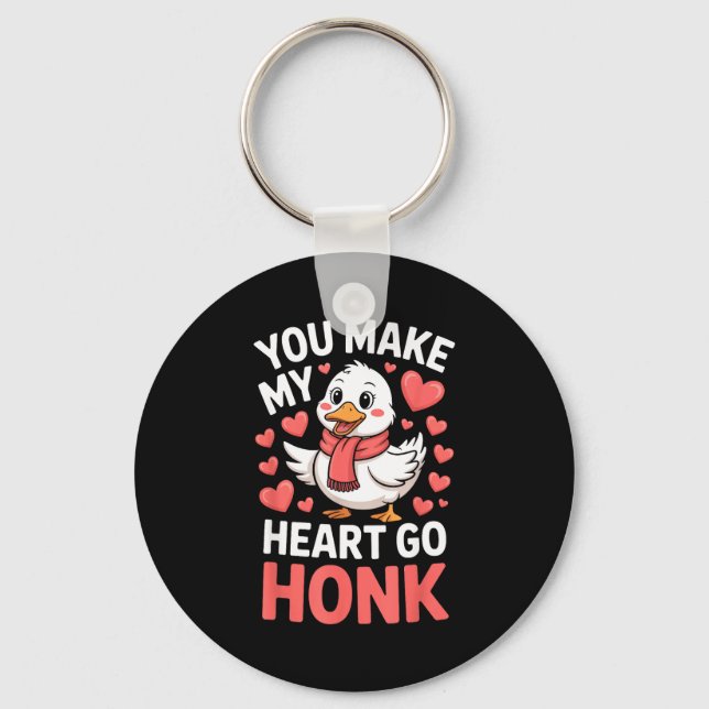 Llavero Me Haces Ir El Corazón Honk Ganso De San Valentín  (Anverso)