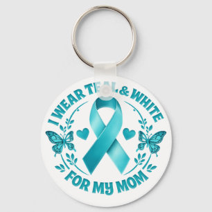 Llavero Me pongo turquesa y blanco por mi madre cáncer de 