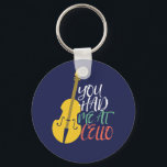 Llavero Me Tenías En Cello Funny Cellist<br><div class="desc">Diseño de aficionados a la música de orquesta retro vintage para los que tocan instrumentos musicales de cuerdas en una banda de música o sinfonía. Mercadería de amante de la música clásica de Guay para violonchelistas, músicos y artistas. Perfecto para el profesor de música cello, el aficionado a la orquesta...</div>