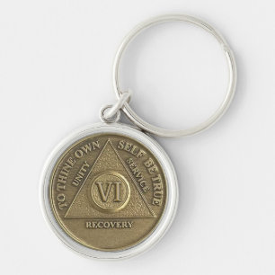 Llavero Medalla de aniversario de 6 años sobrio regalo lla