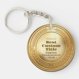 Llavero Medalla de oro realista 3D personalizable y editab