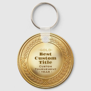 Llavero Medalla de oro realista 3D personalizable y editab