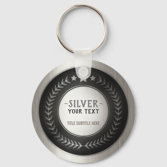 Llavero MEDALLA DE PLATA Campeón IMPRESIÓN PERSONALIZADA e (Anverso)