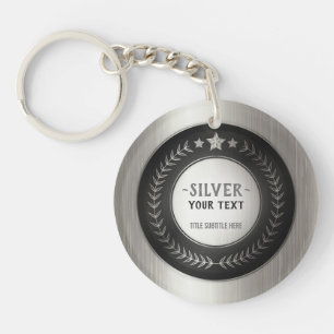 Llavero MEDALLA DE PLATA Campeón IMPRESIÓN PERSONALIZADA e
